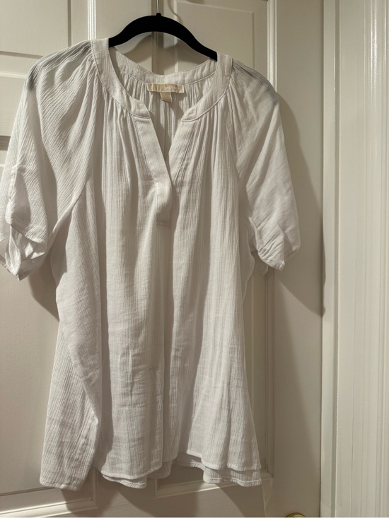 Michael Kors Tops - Michael Kors White Gauze Split-Neck Pullover Tunic